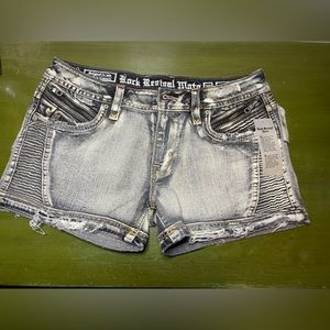 NWT Rock Revival denim Moto shorts